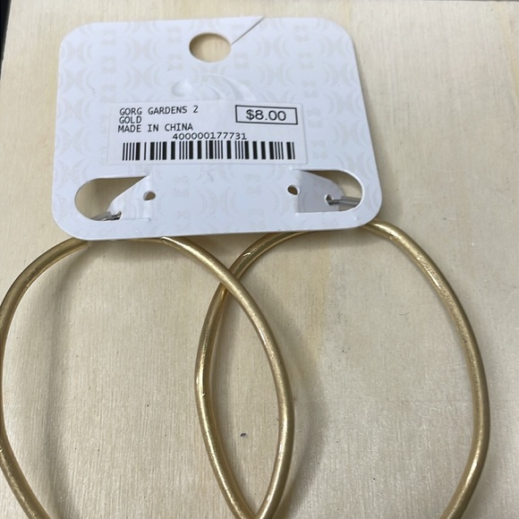 NWT gold tone, wavy large hoops - Picture 4 of 4